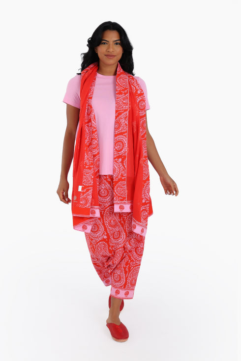 Scarf in printed cotton voile
